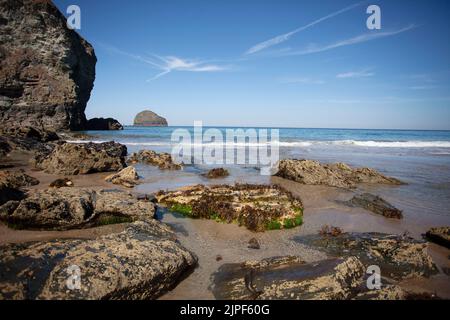 Trebarwith Strand Beach. Cornovaglia, Inghilterra Foto Stock