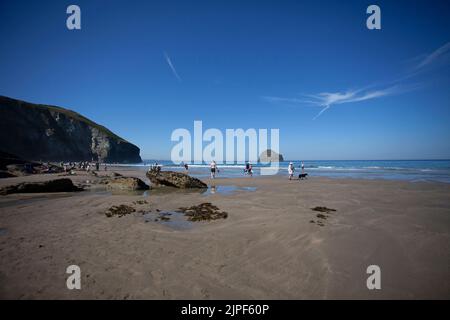 Trebarwith Strand Beach. Cornovaglia, Inghilterra Foto Stock