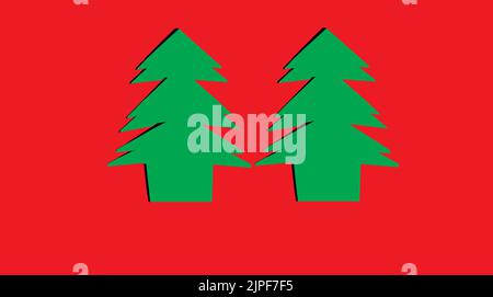 Semplice vettore albero di natale fatto da pezzi di carta Foto Stock