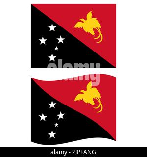 Bandiera di Papua Nuova Guinea. Bandiera nazionale della Papua Nuova Guinea. Papua Nuova Guinea bandiera ondulata. stile piatto. Foto Stock
