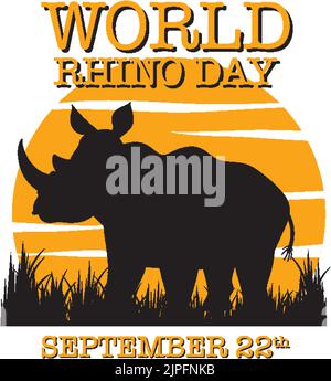 Giornata mondiale del Rhino illustrazione del 22 settembre Illustrazione Vettoriale