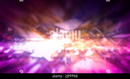 Luci di rifrazione in oro e diamante rosa con messa a fuoco morbida bg - illustrazione astratta 3D Foto Stock