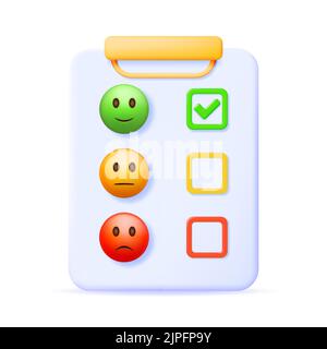 3D porta-appunti di carta con Smile Emoticons Illustrazione Vettoriale