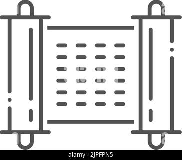 Santo manoscritto isolato cinese Capodanno decorazione icona contorno festival. Vector Torah scroll, libro più sacro nel giudaismo, vecchio scroll pergamena. Pergamena del papiro, testo sacred della scrittura del testamento Illustrazione Vettoriale