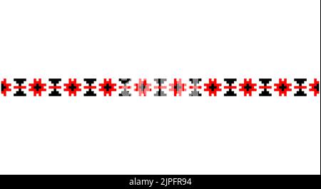 Ricamato bene come vecchio modello etnico ucraino a punto incrociato fatto a mano. Ornamento di asciugamano ucraino, rushnyk chiamato, vettore. Illustrazione Vettoriale