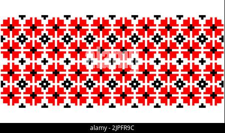 Ricamato bene come vecchio modello etnico ucraino a punto incrociato fatto a mano. Ornamento di asciugamano ucraino, rushnyk chiamato, vettore. Illustrazione Vettoriale