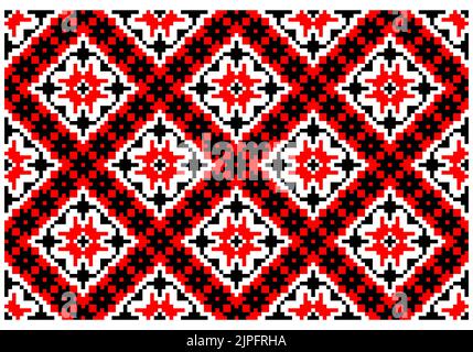 Ricamato bene come vecchio modello etnico ucraino a punto incrociato fatto a mano. Ornamento di asciugamano ucraino, rushnyk chiamato, vettore. Illustrazione Vettoriale