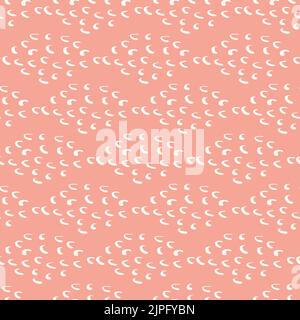 Moderno vettore capesante shell senza cuciture sfondo pattern. Sfondo bianco rosa ingenuo con conchiglie create da singole onde. Ceramica astratta Illustrazione Vettoriale