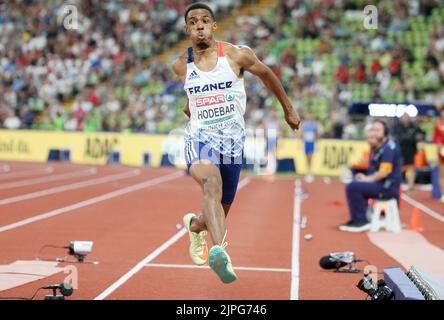 Enzo Hodebar di Francia durante l'Atletica, Triplo Jump maschile ai Campionati europei di Monaco 2022 il 17 agosto 2022 a Monaco di Baviera, Germania - Foto: Laurent Lairys/DPPI/LiveMedia Foto Stock