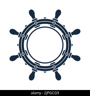 Bordo del volante marino con spazio di copia - elemento di design nautico. Illustrazione vettoriale Illustrazione Vettoriale