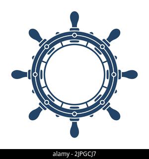 Bordo del volante marino con spazio di copia - elemento di design nautico. Illustrazione vettoriale Illustrazione Vettoriale