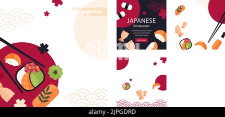 Design piatto design giapponese modello design Vector illustrazione Illustrazione Vettoriale