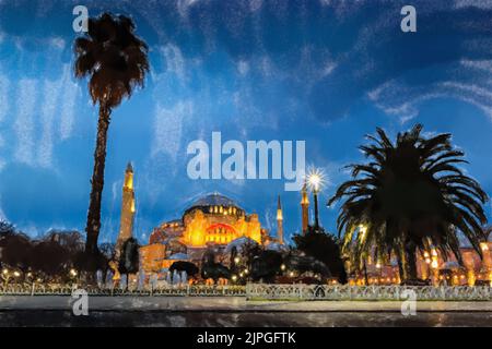 Hagia Sophia a Istanbul. Immagine stile acquerello. Foto Stock