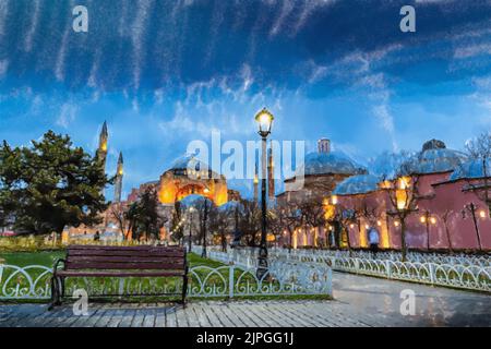 Hagia Sophia a Istanbul. Immagine stile acquerello. Foto Stock