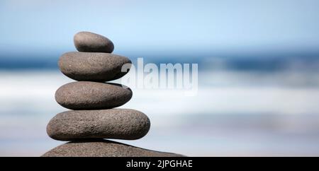 armonia, equilibrio, cumulo di pietra, armonie, equilibri, mucchi di pietra Foto Stock