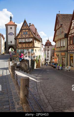 città vecchia, rothenburg ob der tauber, kobolzeller tor, città antiche, rothenburg ob der taubers Foto Stock