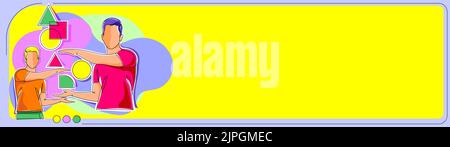 Due colleghi che presentano gli aggiornamenti recenti di Cruial. Uomini d'affari che mostrano nuovi annunci importanti. Dirigenti che parlano di attuale rilevante Illustrazione Vettoriale