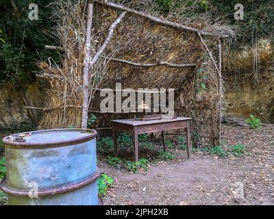 (C) Denis TRASFI / MAXPPP - à Tursac le 12-08-2022 - Château de Marzac, le Premier Chateau-fuga gioco géant dans un décor sauvage et mystérieux et sa Foto Stock