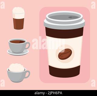 icone, giornata internazionale del caffè Illustrazione Vettoriale