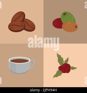 set della giornata internazionale del caffè Illustrazione Vettoriale