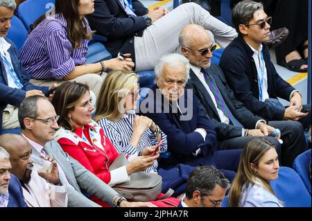 New York, Stati Uniti. 08th Set, 2019. Ralph Lauren e la moglie Ricky Anne Loew-Beer assistono alla finale tra Rafael Nadal di Spagna e Daniil Medvedev di Russia all'Arthur Ashe Stadium presso l'USTA Billie Jean King National Tennis Center il 08 settembre 2019 a New York City. Credit: Independent Photo Agency/Alamy Live News Foto Stock