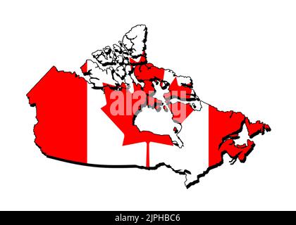 Silhouette della mappa del Canada con la sua bandiera Foto Stock