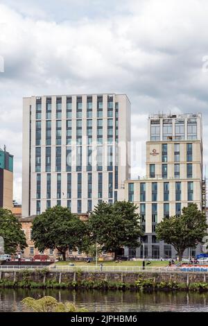 Costruzione del Clayton Hotel a quattro stelle in Clyde Street, centro di Glasgow, Scozia, Regno Unito, Europa Foto Stock