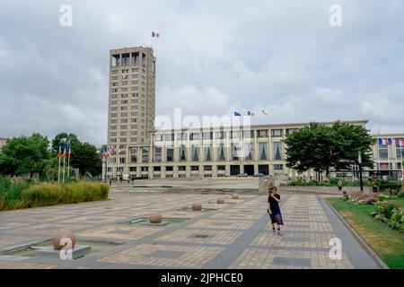 Una vista degli edifici e delle strade della città francese di le Havre Foto Stock