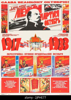 Propaganda sovietica (1988). Poster russo - Lenin. 1917-1988. Foto Stock