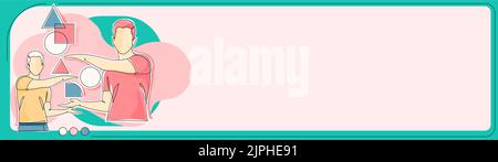 Due colleghi che presentano gli aggiornamenti recenti di Cruial. Uomini d'affari che mostrano nuovi annunci importanti. Dirigenti che parlano di attuale rilevante Illustrazione Vettoriale