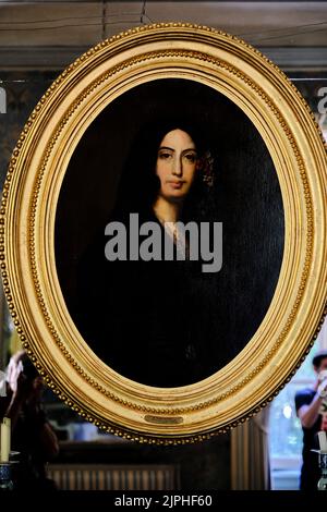 Francia, Indre, Nohant, la casa di George Sand, il suo ritratto di Auguste Charpentier (1838) Foto Stock