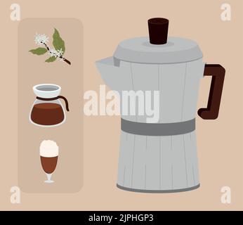 giornata internazionale del caffè, icone Illustrazione Vettoriale