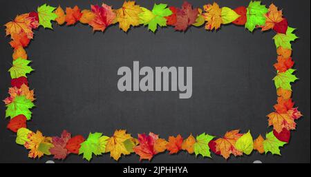 Animazione asciutto foglie d'autunno cornice, thanksgiving background concetto Foto Stock