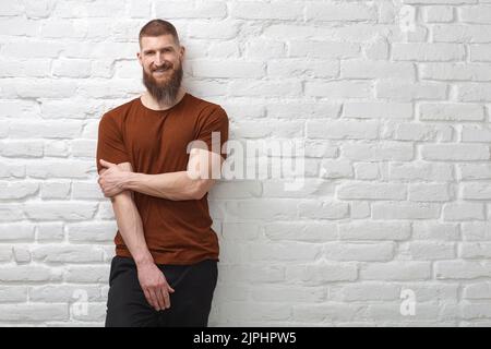 uomo, sorridente, ritratto, barbuto, ragazzo, uomini, sorriso, ritratti, beardeds Foto Stock