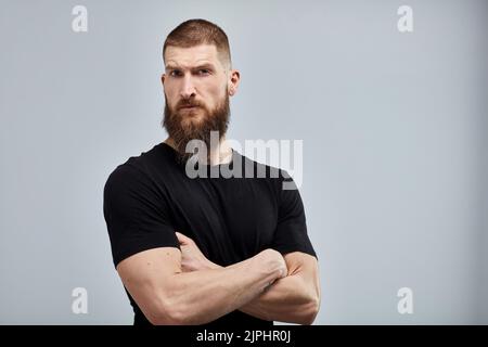 uomo, serio, costruzione muscolare, bearded, tipo, uomini, costruzioni muscolari, beardeds Foto Stock
