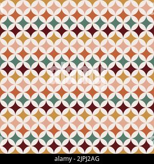 pattern senza giunture di 70 s. Retro colorato quadrato geometrico senza cuciture sfondo in stile anni settanta. Carta groovy scrapbook. Giallo, arancione, marrone, verde vi Illustrazione Vettoriale