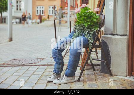 Bellissimo letto di fiori insoliti a Viborg Danimarca Foto Stock