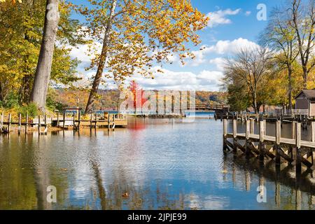 Taughannock Falls state Park si trova a Ulysses, NY, nella zona dei Finger Lakes nel centro di New York Foto Stock