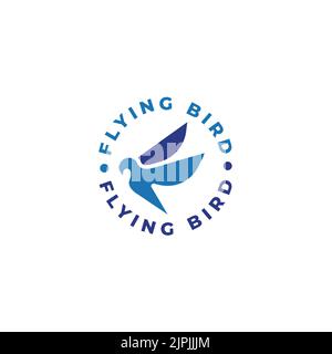 Un logo creativo con testo "Flying Bird" su sfondo bianco Illustrazione Vettoriale