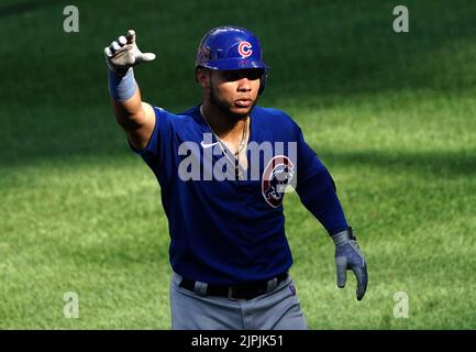 Baltimora, Stati Uniti. 18th ago, 2022. BALTIMORA, MD - 18 AGOSTO: I Chicago Cubs cattcher Willson Contreras (40) dopo la sua seconda corsa a casa solista durante una partita di MLB tra i Baltimore Orioles e i Chicago Cubs, il 18 agosto 2022, presso l'Orioles Park a Camden Yards, a Baltimora, Maryland. (Foto di Tony Quinn/SipaUSA) Credit: Sipa USA/Alamy Live News Foto Stock