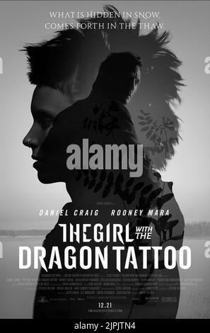 ROONEY MARA, Daniel Craig POSTER, la ragazza con il tatuaggio del drago, 2011 Foto Stock