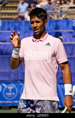 Vancouver occidentale, Canada. 16th ago, 2022. West Vancouver, British Columbia, Canada, 16th 2022 agosto Fernando Verdasco (Spagna) durante il torneo di tennis Odlum Brown VanOpen il 16 agosto 2022 all'Hollyburn Country Club di West Vancouver, British Columbia, Canada. (Amy Elle/SPP) Credit: SPP Sport Press Photo. /Alamy Live News Foto Stock