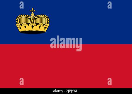 Liechtenstein bandiera sfondo illustrazione lima grande corona rossa blu Foto Stock