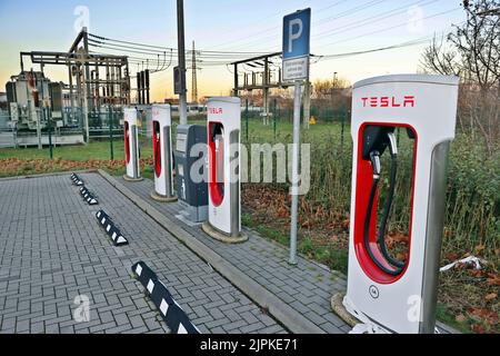 punto di ricarica, stazione di ricarica, tesla Foto Stock