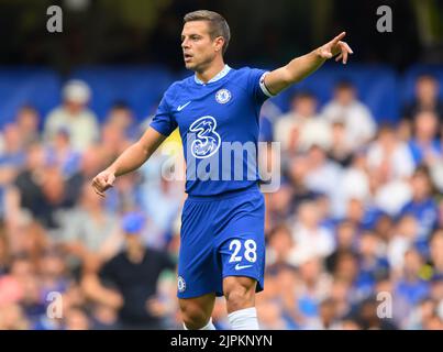 Londra, Regno Unito. 14th ago, 2022. 14 ago 2022 - Chelsea contro Tottenham Hotspur - Premier League - Stamford Bridge Cesar Azpilicueta di Chelsea durante la partita della Premier League a Stamford Bridge, Londra. Picture Credit: Notizie dal vivo su Mark Pain/Alamy Foto Stock