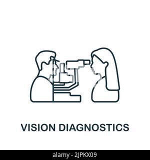 Icona Vision Diagnostics (Diagnostica della visione). Linea semplice icona per modelli, web design e infografiche Illustrazione Vettoriale