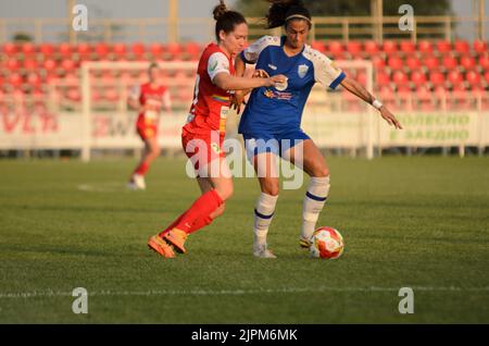 Pölten vs ZFK Ljuboten 7 - 0 (3 - 0 tempo parziale) 18 ago 2022 at 15:00:00 UTC, Petar Miloshevski Training Centre Skopje, Macedonia. La partita è una p Foto Stock