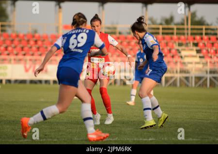 Pölten vs ZFK Ljuboten 7 - 0 (3 - 0 tempo parziale) 18 ago 2022 at 15:00:00 UTC, Petar Miloshevski Training Centre Skopje, Macedonia. La partita è una p Foto Stock