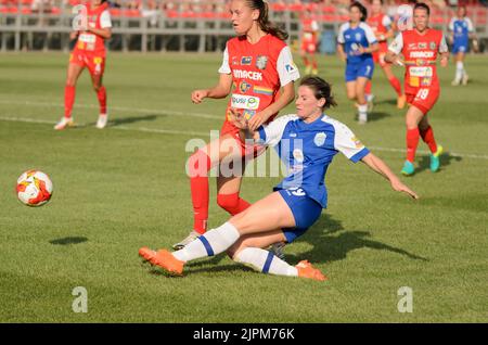 Pölten vs ZFK Ljuboten 7 - 0 (3 - 0 tempo parziale) 18 ago 2022 at 15:00:00 UTC, Petar Miloshevski Training Centre Skopje, Macedonia. La partita è una p Foto Stock