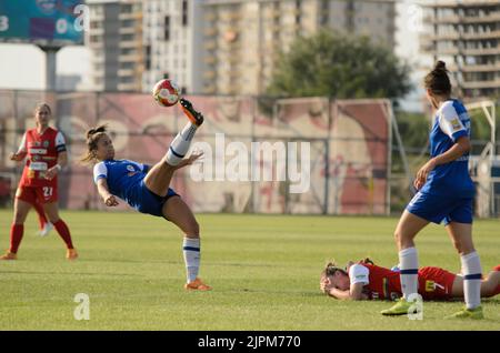 Pölten vs ZFK Ljuboten 7 - 0 (3 - 0 tempo parziale) 18 ago 2022 at 15:00:00 UTC, Petar Miloshevski Training Centre Skopje, Macedonia. La partita è una p Foto Stock